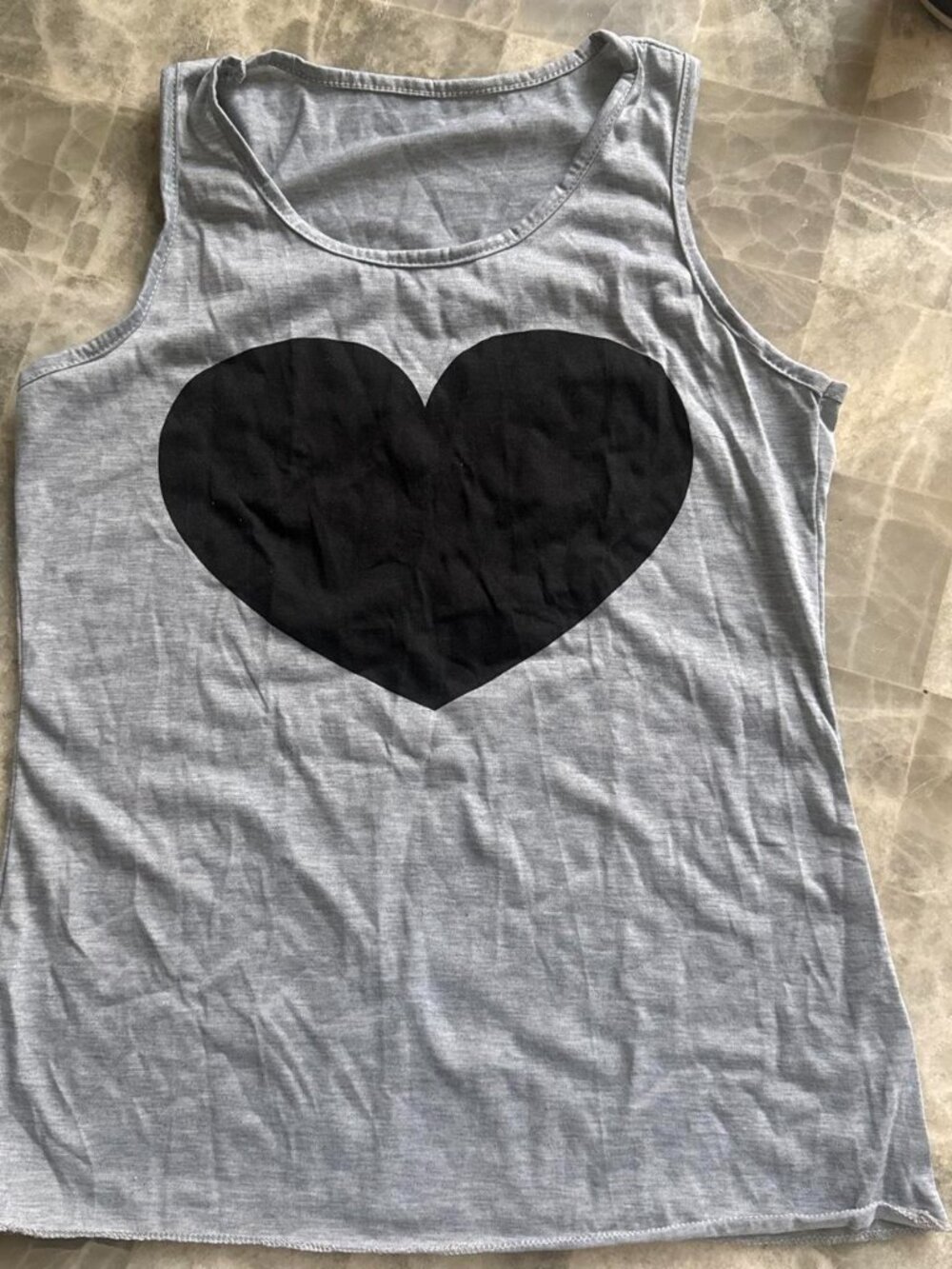 NEW Women's Grey and Black TANK w/ heart